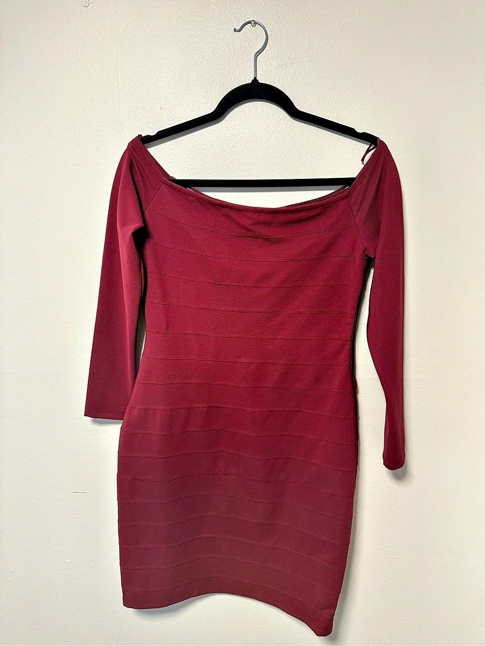 Express Mini Long Sleeve Dress in Burgundy Size Medium NWT